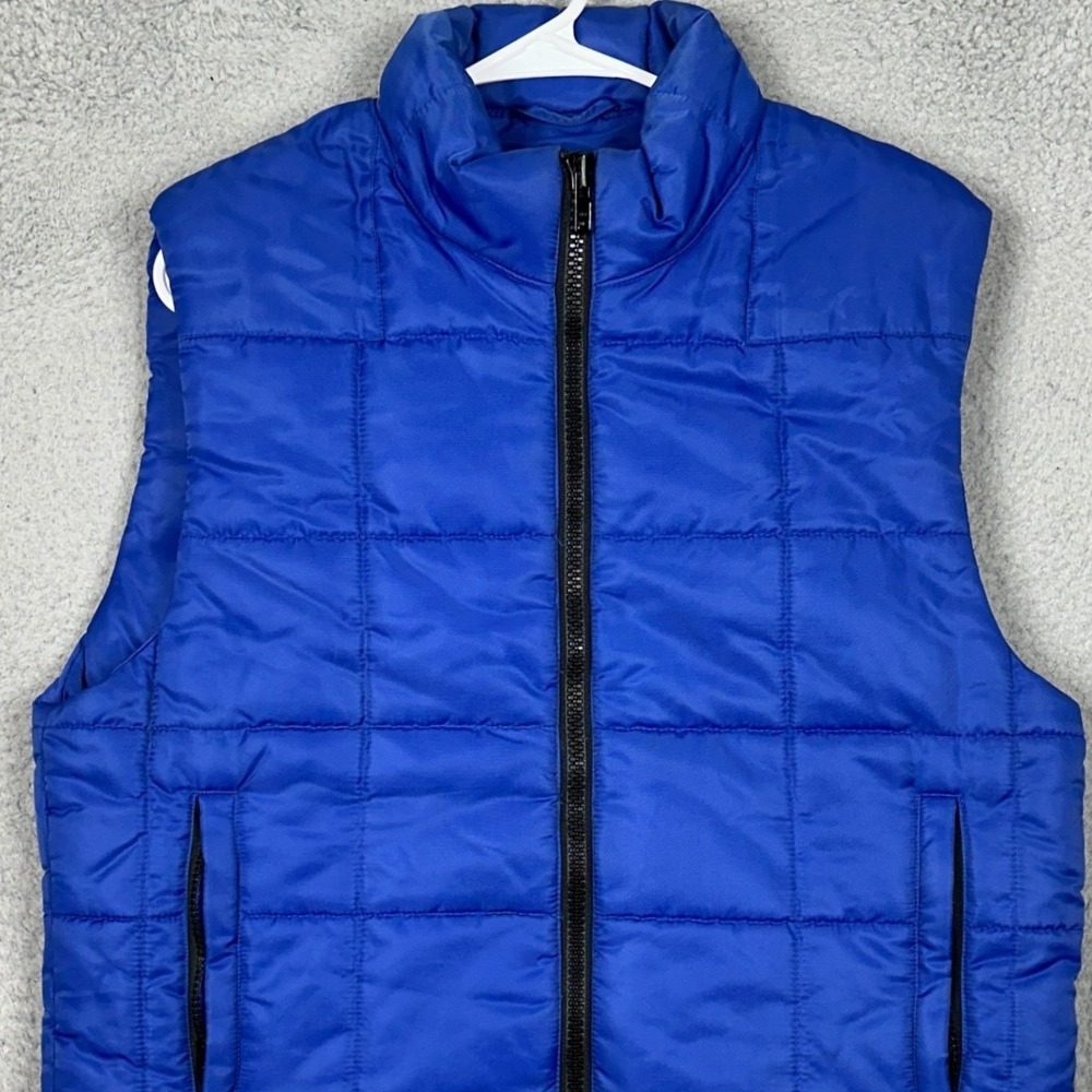 Gap Vest Mens Small Puffer Blue Quilted Full Zip Mock Neck Sleeveless Pockets